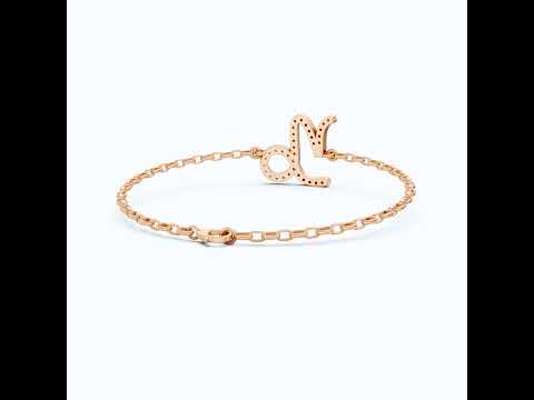 Capricorn Zodiac Sign Pavé Chain Bracelet in 14k Solid Gold, 0.37 TCW Round Cut Lab Grown Diamonds, Birthstone Jewelry, Birthday Gift for Wife