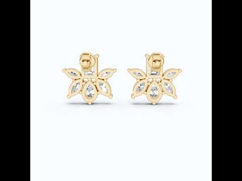 Modern Butterfly Statement Wedding Earrings in 14K Solid Gold, 1.84 TCW Multi Cut Lab Grown Diamonds, Bridal Party Jewelry, Anniversary Gift for Her