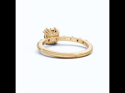 Modern Solitaire Pavé Engagement Ring in 14k Solid Gold, 1.00 CT Round Cut Lab Diamond, Promise Ring, Wedding Gift for Her, Everyday Jewelry