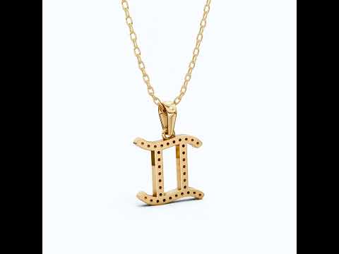 14K Solid Gold Gemini Zodiac Pendant, Handmade Gift for Her, Astrology Charm Jewelry, Birthday Gift