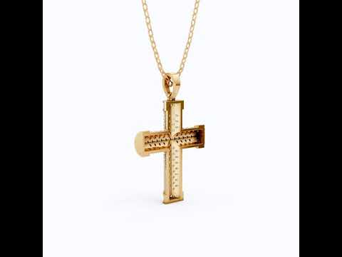 3D Pave Cross Pendant in 14k solid Gold, 1.15 TCW Round Cut Lab Grown Diamond, Christian Gift for Her