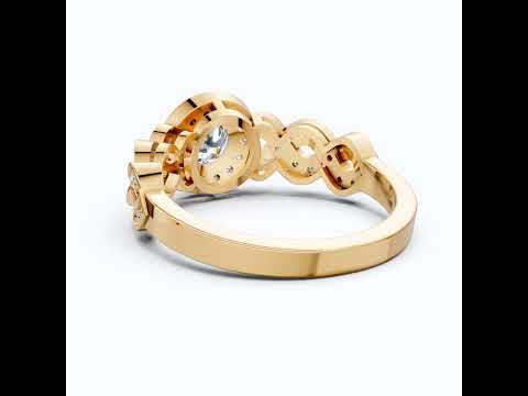 Vintage Halo Twisted Band Wedding Ring in 14k Gold or Sterling Silver, Bridal Gift for Her, Unique Ring For Women, Everyday Jewelry