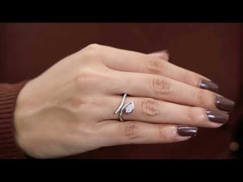 Modern Open Wrap Pear Solitaire Engagement Ring in Lab Diamond – 14k Solid Gold, Wedding Gift for Her, Handmade Bridal Jewelry