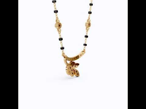 Modern Leaf Branch Tanmaniya Mangalsutra in 14K Solid Gold, 0.41 Round Cut Lab Grown Diamonds, Anniversary Gift for Wife, Everyday Jewelry