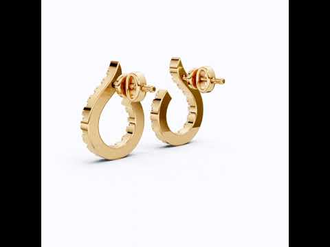 Sparkling Pavé Open Hoop Huggies Earrings in 14K Solid Gold, 0.24 TCW Round Cut Lab Created Diamonds, Minimal Earrings, Wedding Gift for Her, Daily Wear