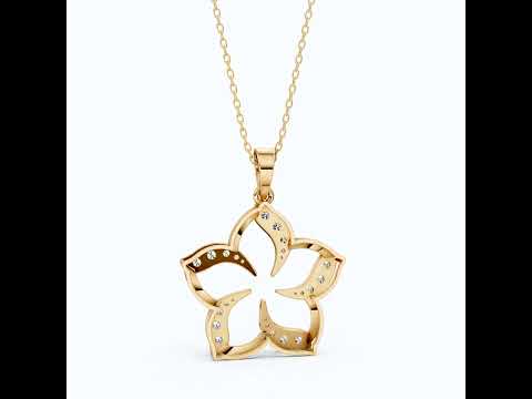 Five-Petal Floral Openwork Daily Wear Pendant in Lab Grown Diamond-14k Solid Gold, Anniversary Gift for Women, Bridal Jewelry