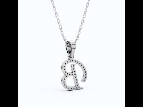 Pavé Script B Initial Pendant in Lab Diamond – Solid 14k Gold, Bridal Jewelry, Birthday Gift for Him