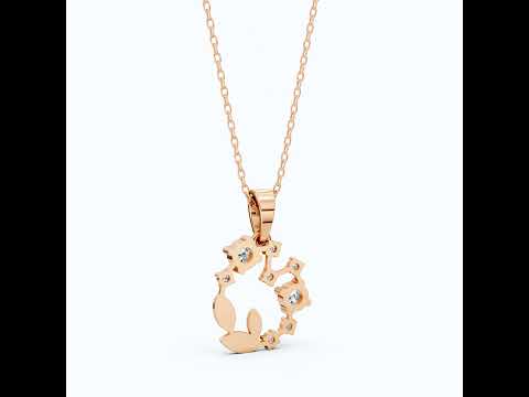 Dainty Floral Leaf Wreath Circle in Lab Diamond – 14k Solid Gold, Sterling Silver Pendant Necklace, Gift for Her, Bridal Jewelry