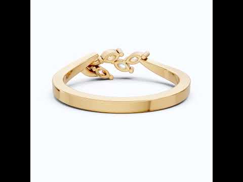 Floral Marquise Cluster Wedding Band in 14k Solid Gold, 0.40 TCW Marquise Cut Lab Created Diamonds, Anniversary Gift For Her, Everyday Band
