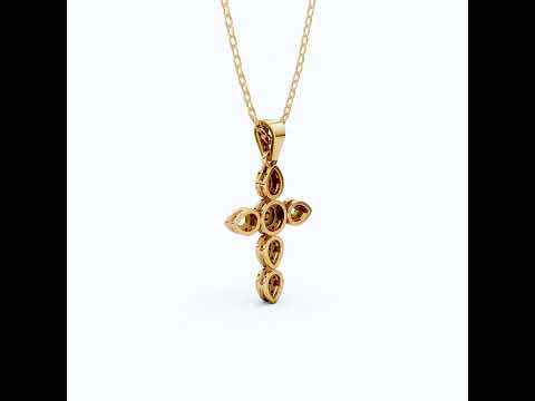 Art Deco Vintage Cross Pendant in 14k Solid Gold, 0.32 TCW Round Cut Lab Grown Diamonds, Religious Gift for Women, Everyday Pendant