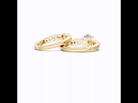 Graduated Three Stone Round Cut Engagement Ring Set in 14K Solid Gold, 2.25 TCW Round Cut Lab Created Diamonds, Wedding Gift for Her