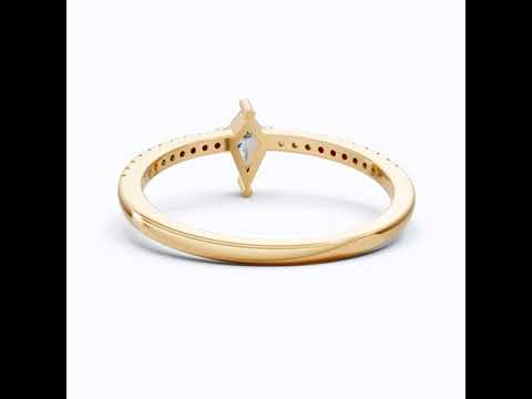 0.40 CT Kite Cut Solitaire Accent Pave Engagement Ring in Lab Diamond - 14K Solid Gold, Promise Ring, Bridal Gift, Everyday Gift for Her