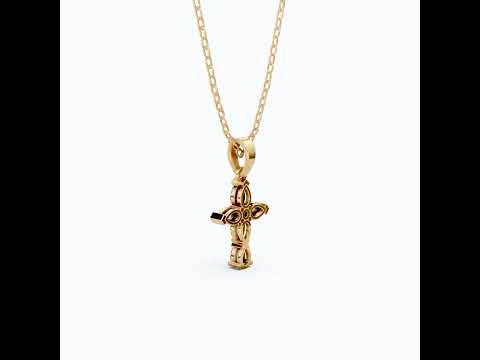 Stylish Pear Cluster Cross Religious Pendant in 14k Solid Gold, 0.93 TCW Pear/Round Cut Lab Grown Diamonds, Bridal Jewelry, Jesus christ Gift For Her