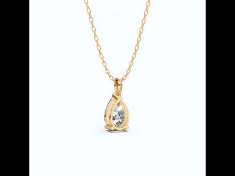 Modern Pear Drop Solitaire Pendant in 14k Solid Gold, 3.00 CT Pear Cut Lab Grown Diamond, Wedding Gift for Her, Wedding Handmade Jewelry