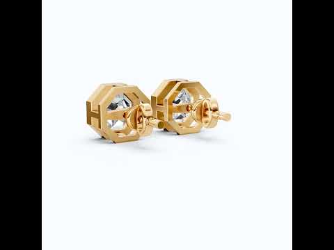 Octagon Bezel Stud Earrings in 14k Rose Gold, 1.00 TCW Octagon Cut Lab Grown Diamonds, Wedding Gift for Wife