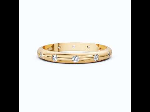 Dainty Diamond Accent Wedding Band in 14K Solid Gold, 0.18 TCW Round Cut Lab Created Diamonds, Anniversary Jewelry, Gift For Her, Simple Band