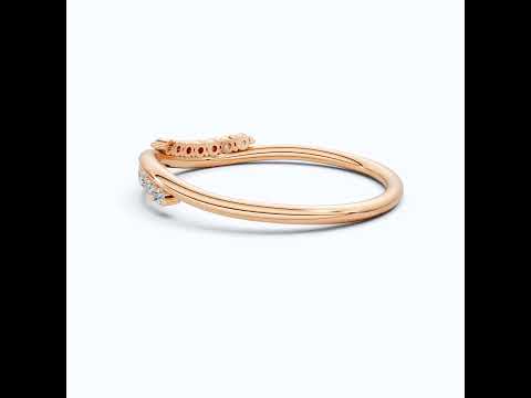 Round Cut Curved Criss-Cross Wedding Ring, Anniversary Gift