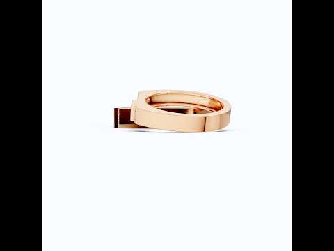 Modern Minimalist Geometric Couple Rings in 14k Rose Gold, 0.96 TCW Princess/Round Cut Lab Diamonds, Promise Rings, Wedding Gift for Couples