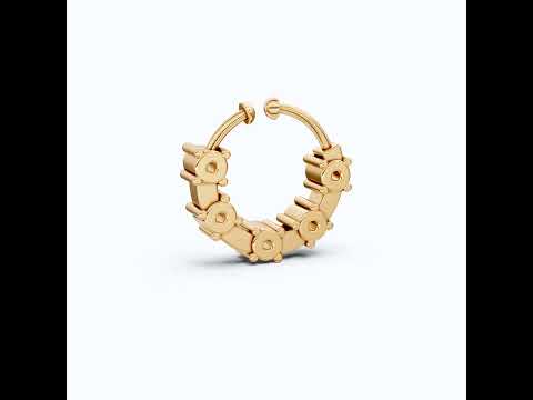 Modern Round Bezel Prong Hoop Nose Pin in Lab Diamond – Solid 10k/14k Gold, Nose Ring Gift for Women, Handmade Jewelry