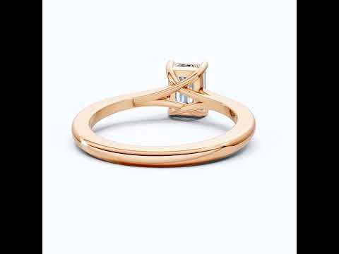 Emerald Cut Solitaire Classic Prong Set Engagement Ring in 14k Solid Gold, 1.00 CT Emerald Cut Lab Grown Diamond, Wedding Gift for Women