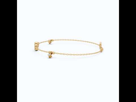 Modern Halo Circle Bracelet in 14k Solid Gold, 0.21 TCW Round Cut Lab Grown Diamonds, Gift for Her, Wedding Jewelry