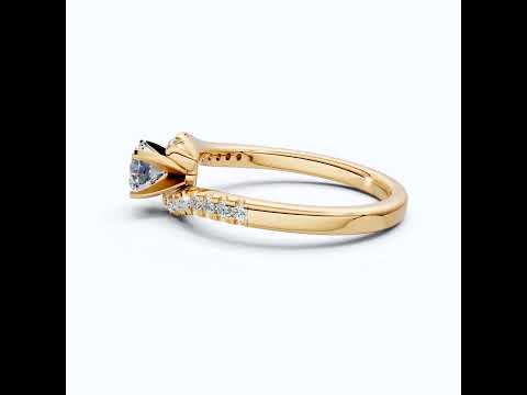 Round Cut Bypass Shank Engagement Ring in 14K Gold, 0.73 TCW Round Cut Lab Grown Diamonds, Handmade Jewelry