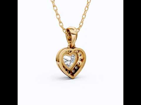 Sparkling Heart Halo Wedding Pendant in 14k Solid Gold, 1.00 CT Heart Cut Lab Grown Diamond, Bridal Jewelry, Anniversary Gift For Wife