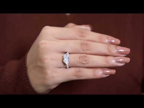 Delicate Butterfly Kite Trilogy Engagement Ring in 14K Solid Gold, 1.74 TCW Kite/Butterfly Cut Lab Created Diamond, Gift for Her, Promise Ring
