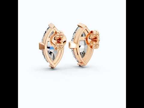 Timeless Marquise Stud Wedding Earrings in 14K Solid Gold, 1.00 TCW Marquise Cut Lab Created Diamonds, Birthday Gift for Her, Unique Stud Earrings