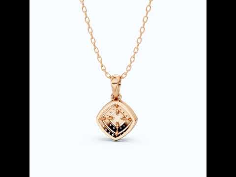 Cushion Halo Cluster Pavé Layers Wedding Pendant in Lab Grown Diamond – 14k Solid Gold, Everyday Jewelry, Anniversary Gift For Wife
