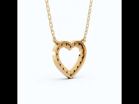 Modern Heart-Shaped Pavé Diamond Pendant in 14k Solid Gold, 0.63 TCW Round Cut Lab Diamonds,Engagement Jewelry, Wedding Gift for Wife, Everyday Pendant