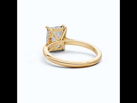 Elegant Hidden Halo Engagement Ring in 14K Solid Gold, 3.50 CT Radiant Cut Lab Created Diamond, Handmade Jewelry, Birthday Gift For Her