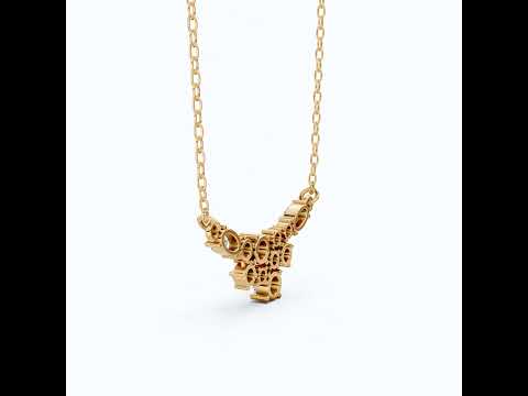 Modern Sparkling V Pendant Necklace in Lab Grown Diamond 14k Gold Solid, Wedding Handmade Jewelry, Bridesmaid Jewelry Gift