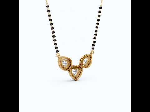 Romantic Heart and Pear Halo Tanmaniya Mangalsutra Necklace in 14K Solid Gold, 2.50 Heart/Pear Cut Lab Created Diamonds, Wedding Gift, Handmade Bridal Jewelry