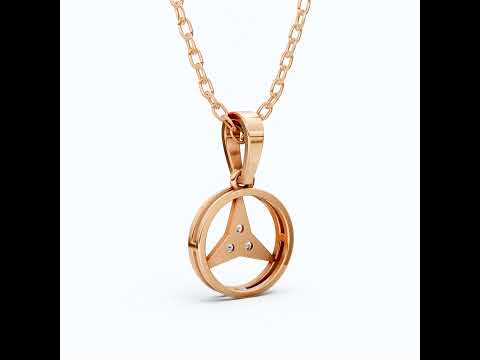 Minimalist Circle Three-Stone Wedding Pendant in 14k Solid Gold, 0.08 TCW Round Cut Lab Diamonds, Symbolic Gift for Her