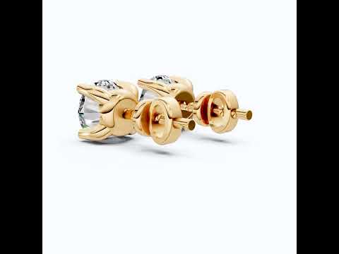 Elegant Unique Stud Earrings in 14K Solid Gold, 3.00 TCW Round Cut Lab Grown Diamonds, Bridal Jewelry, Anniversary Gift for Her