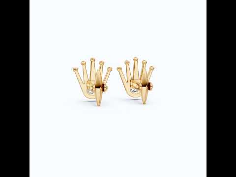 Crown Design Cufflinks in 14K Rose Gold, 0.42 TCW Oval Cut Lab Diamonds, Royal-Inspired Handmade Gift, Fine Jewelry for Him