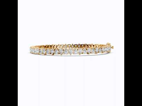 Pear Cut U-Prong Single Row Tennis Bracelet in 14k Solid Gold, 12.18 TCW Pear Cut Lab Grown Diamonds, Anniversary Gift for Women, Handmade Jewelry