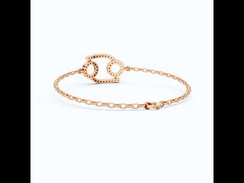 Celestial Cancer Zodiac Sign Chain Bracelet in Lab Diamond – 14k Solid Gold, Symbol Bracelet, Birthday Gift for Her, Anniversary Jewelry