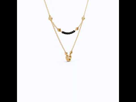 Two Layered Black Bead Heart Tanmaniya Mangalsutra in 14K Solid Gold, 1.00 CT Heart Cut Lab Created Diamond, Daily Wear Jewelry, Wedding Gift for Her