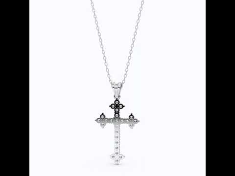 Fleur-de-Lis Tip Pavé Cross Religious Pendant in Lab Diamond 14k Solid Gold, Religious Jewelry, Wedding Gift for Her/Him
