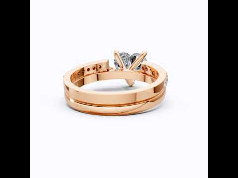 Solitaire Heart Cut Ring with Marquise Side Stones & Open Eternity Band Bridal Ring Set in 14k Solid Gold, 2.00 CT Heart Cut Lab Diamond, Bridal Set for Her