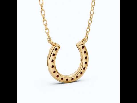 Pavé Lucky Charm Horseshoe Diamond Pendant Necklace in 14k Solid Gold, 0.29 TCW Round Cut Lab Diamonds, Birthday Gift for Her, Bridal Jewelry