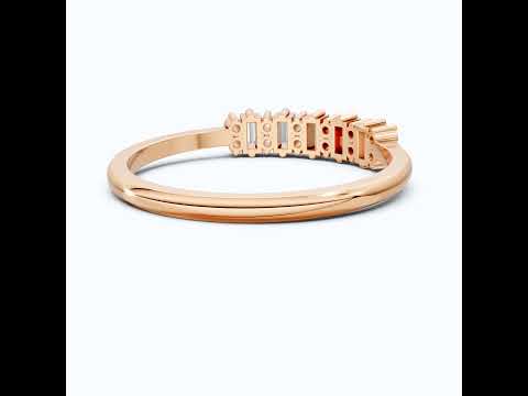 Baguette Bar Set Casual Engagement Ring in 14K Solid Gold, 0.28 TCW Round/Baguette Cut Lab Diamonds, Promise Gift For Her