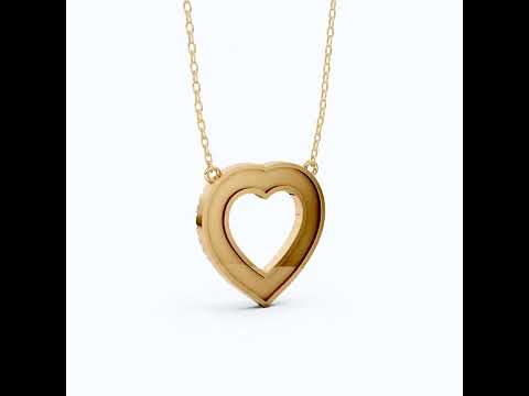 Three-Row Pavé Open Heart Pendant in 14k Solid Gold, 0.91 TCW Round Cut Lab Grown Diamonds, Anniversary Gift for Her, Handmade Jewelry