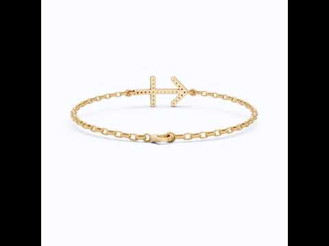 14K Yellow Gold Sagittarius Zodiac Sign Bracelet, 0.26 TCW Round Cut Lab Grown Diamonds, Birthday Gift for Her, Handmade Fine Jewelry