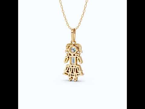 Vintage Doll Dress Cluster Daily Wear Pendant in 14K Solid Gold, 0.54 TCW Tap Baguette Cut Lab Created Diamonds, Fashion Pendant, Birthday Gift for Her