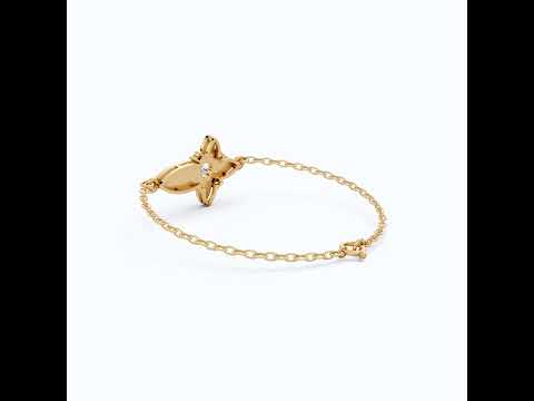 Nature Leaf Cross Charm Bracelet in 14k Solid Gold, 0.20 TCW Round Cut Lab Grown Diamonds, Botanical Bracelet, Gift for Her, Wedding Jewelry