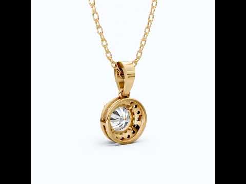 Classic Halo Circle Wedding Pendant in 14k Yellow Gold, 1.00 CT Round Cut Lab Diamond, Everyday Pendant, Anniversary Gift for Her, Handmade Jewelry
