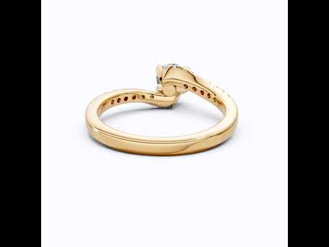 Elegant Bypass Pave Solitaire Engagement Ring in 14K Solid Gold, 0.50 CT Round Cut Lab Grown Diamond, Handmade Jewelry, Gift for Her